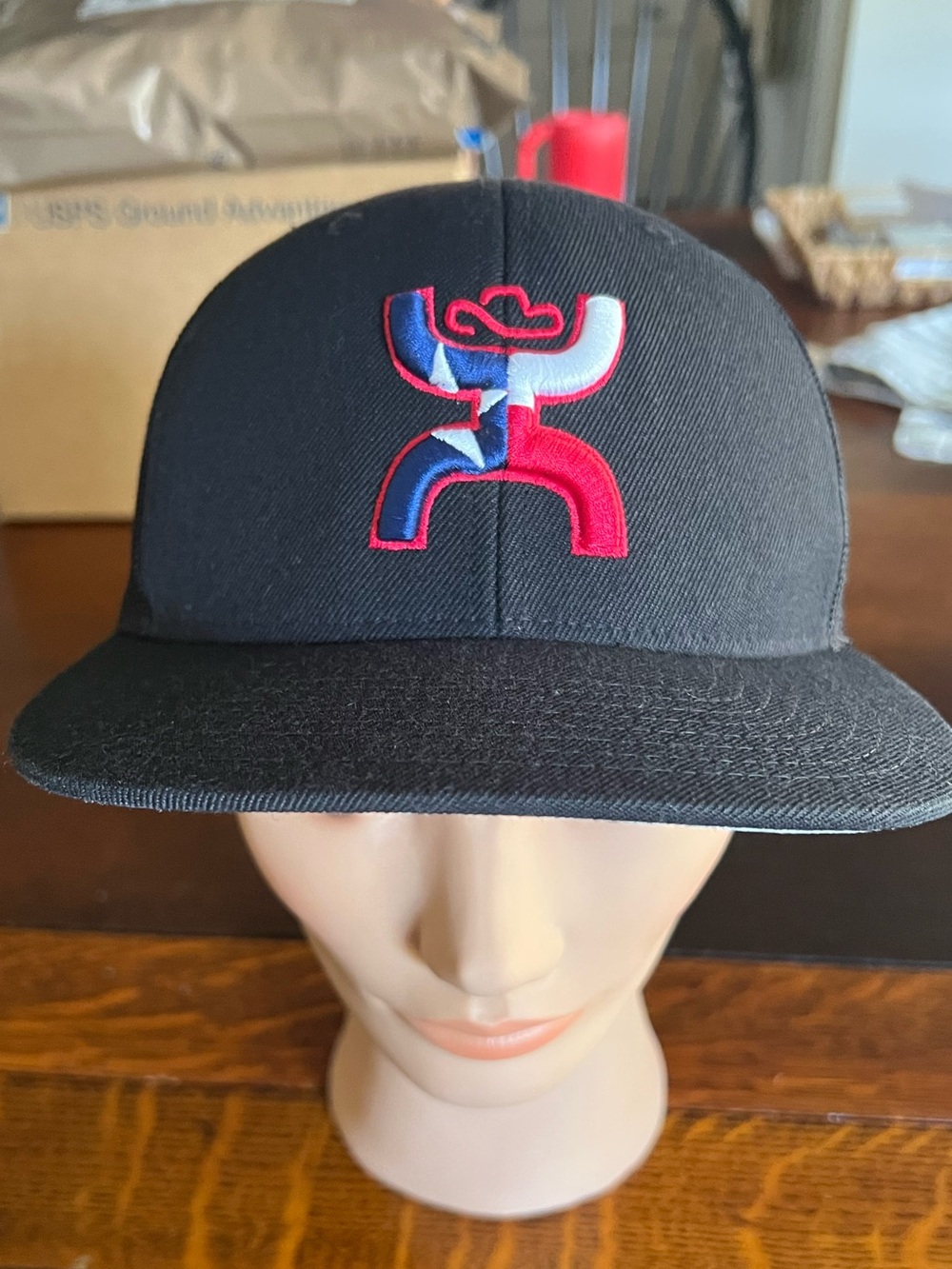Hooey Black Snapback Hat with Red, White & Blue Embroidered Logo